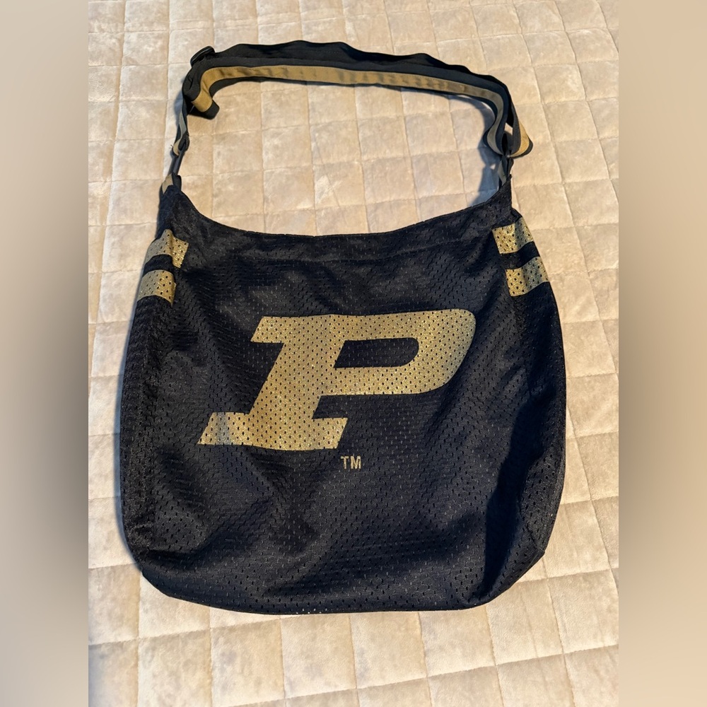 Black and Gold Purdue Shoulder Bag